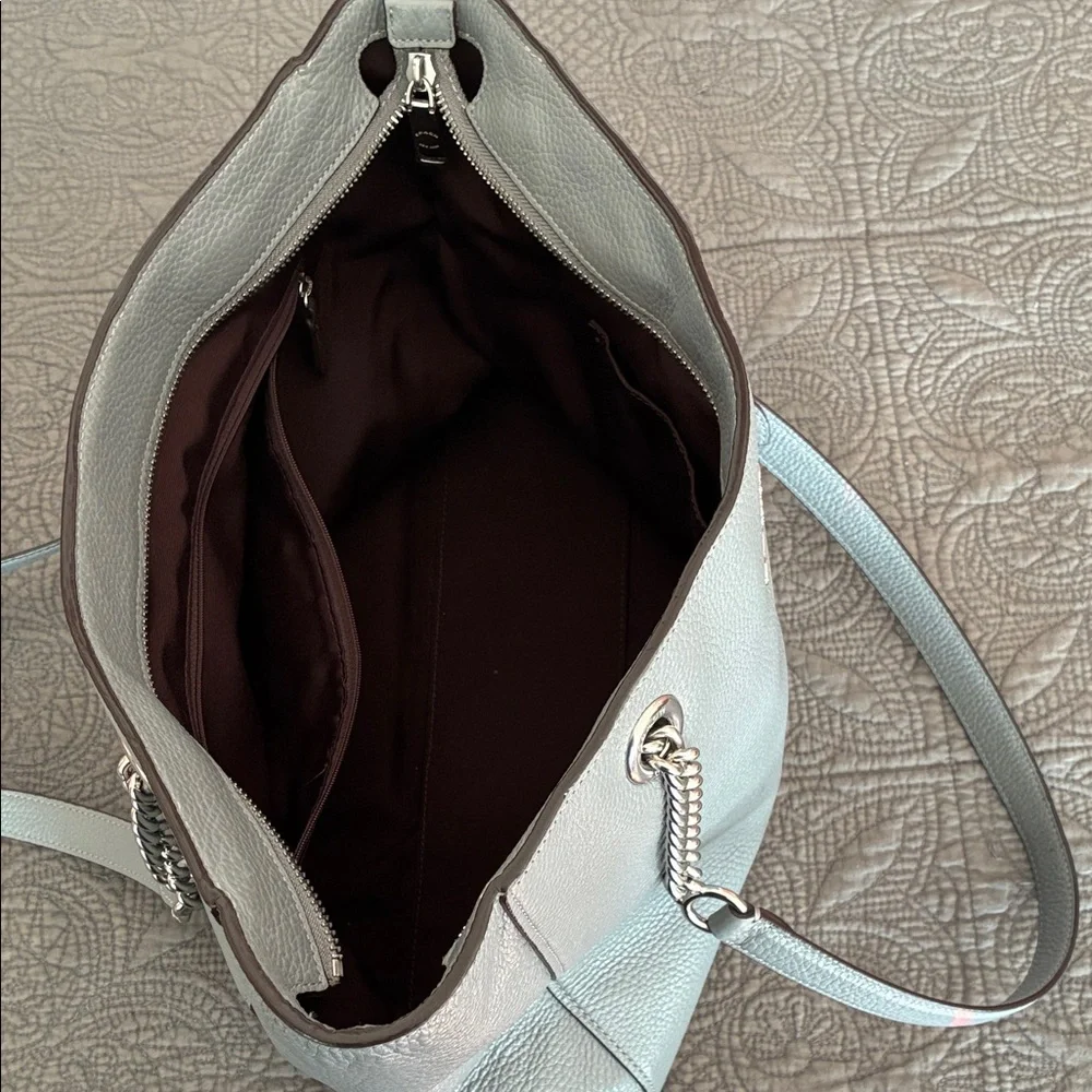 Coach Blue/ grey Leather Tote Bag w/ dustbag